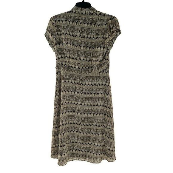 Signature By Robbie Bee Dress Womens Size 10 Geometric Lined Pleated Midi - Picture 4 of 7